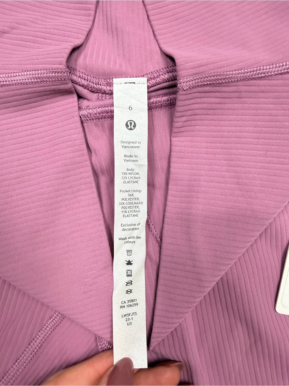 Lululemon Align Ribbed High Rise Pant 25" Womens 6 Velvet Dust W5FJTS Yoga Gym - Picture 4 of 5